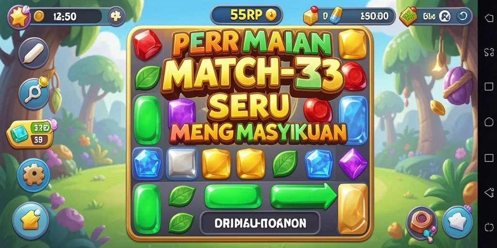 Gameplay seru Match-3 dengan grafis yang menawan.