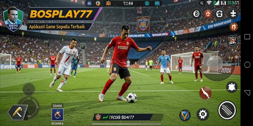 Tampilan gameplay seru dalam game sepak bola BOSPLAY77.