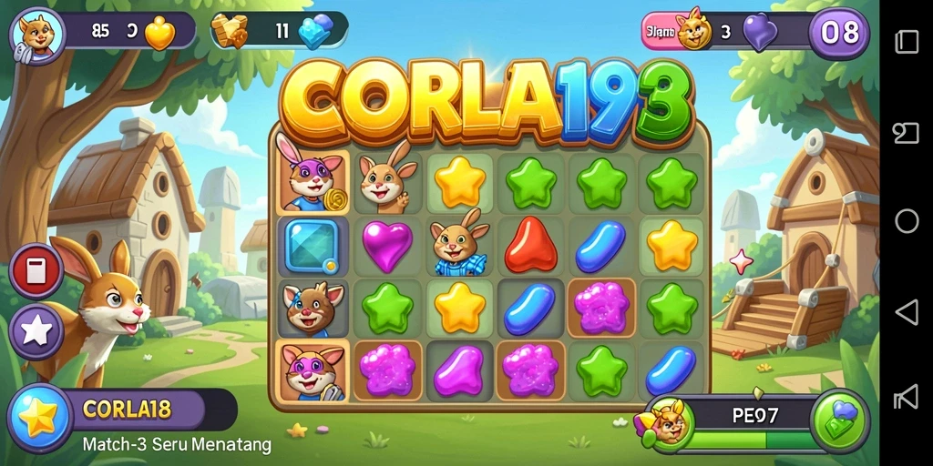 Screenshot CORLA188 menampilkan momen seru permainan Match-3.