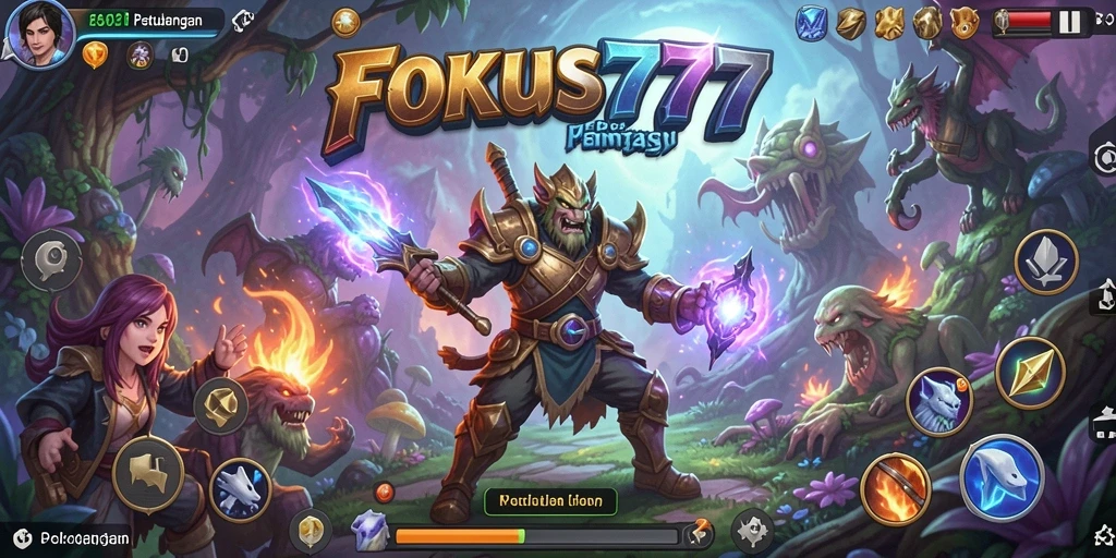 Tampilan gameplay menarik dari FOKUS777 dengan karakter yang berpetualang.