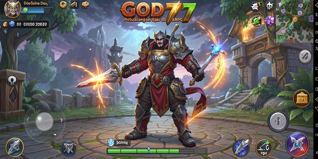 Tampilan gameplay GOD77 yang epik dan menantang.