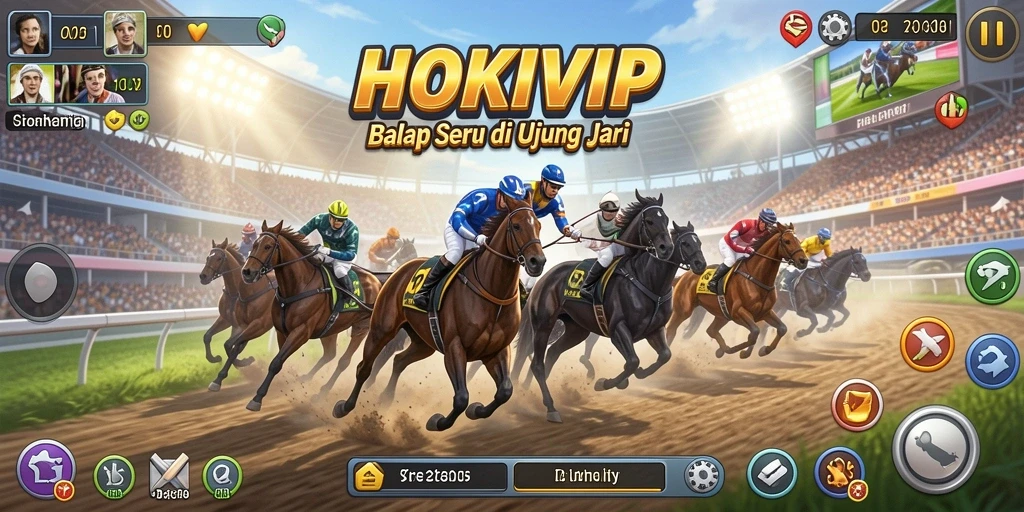 Tampilan gameplay HOKIVIP yang mendebarkan dan penuh aksi balapan.