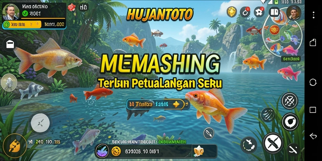 Gameplay HUJANTOTO yang menggembirakan saat menangkap ikan di alam nyata.
