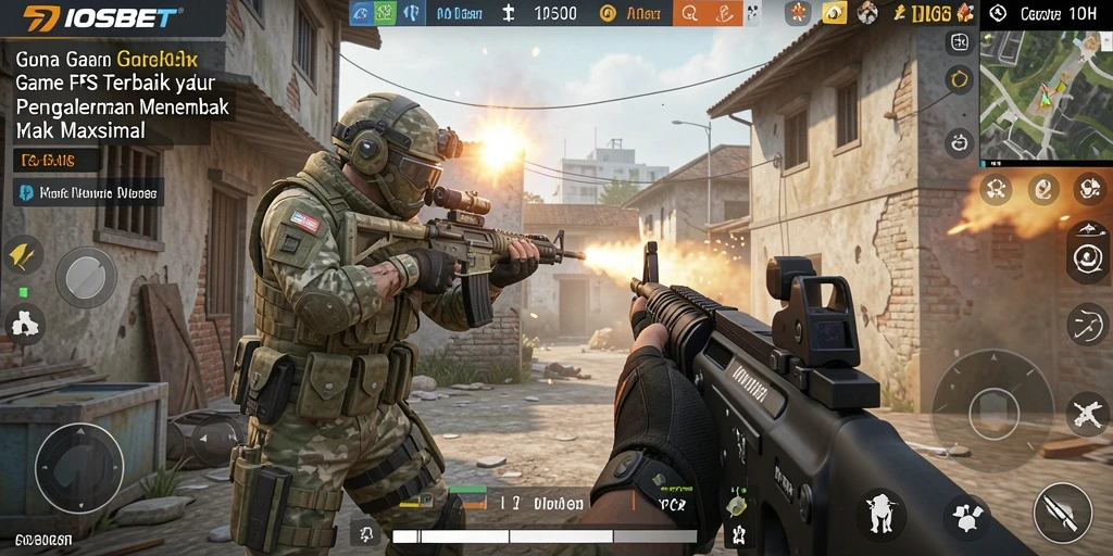 Tampilan gameplay IOSBET yang intens dan mendebarkan dalam aksi FPS.