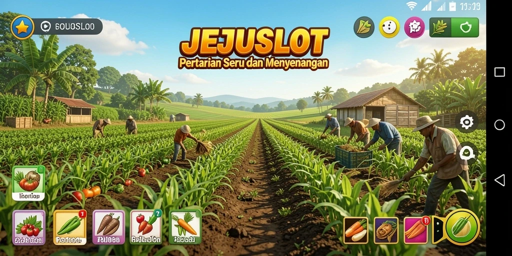 Gameplay seru JEJUSLOT dengan tanaman subur di ladang.