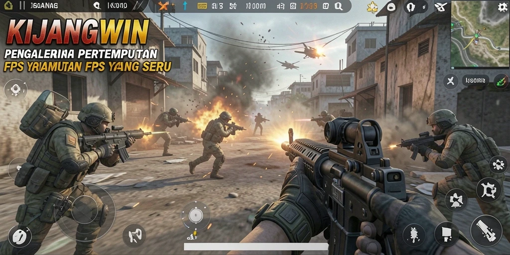 Tampilan gameplay KIJANGWIN dengan aksi tembak-menembak yang intens.