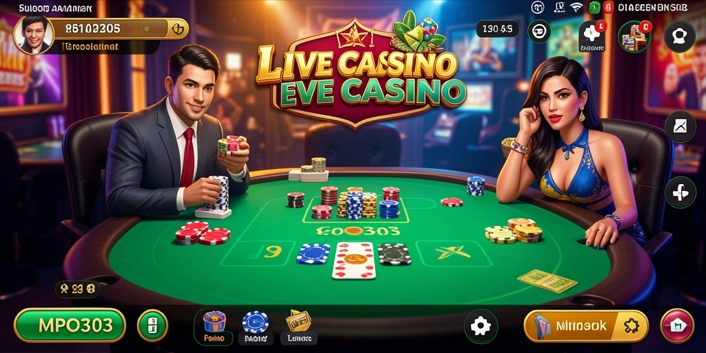Tampilan layar utama MPO303 dengan dealer live dan permainan menarik.