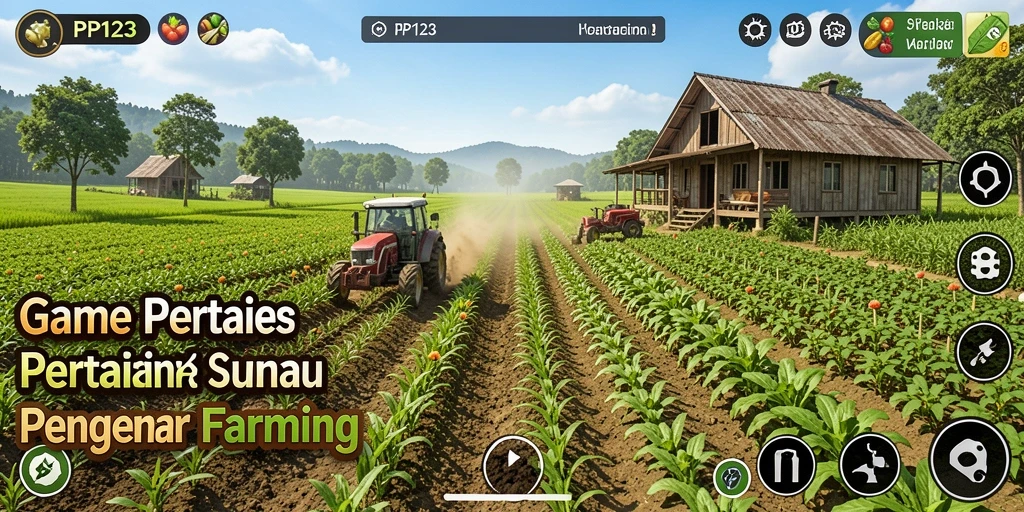 Screenshot utama PP123 menampilkan gameplay pertanian yang menarik.