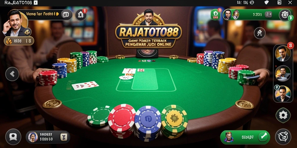 Screenshot gameplay RAJATOTO88 menampilkan aksi poker yang mendebarkan.