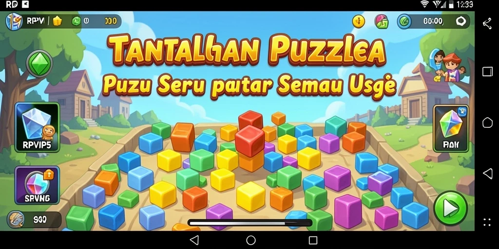 Screenshot gameplay RPVIP5 yang menampilkan berbagai tantangan puzzle.