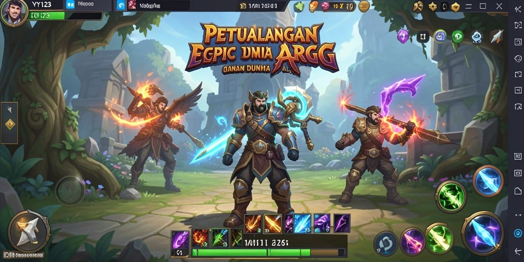 Screenshot gameplay YY123 menampilkan aksi epik dalam petualangan ARPG.