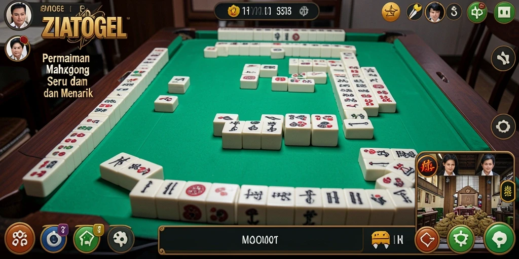 Tampilan gameplay ZIATOGEL dengan ubin Mahjong yang menarik.